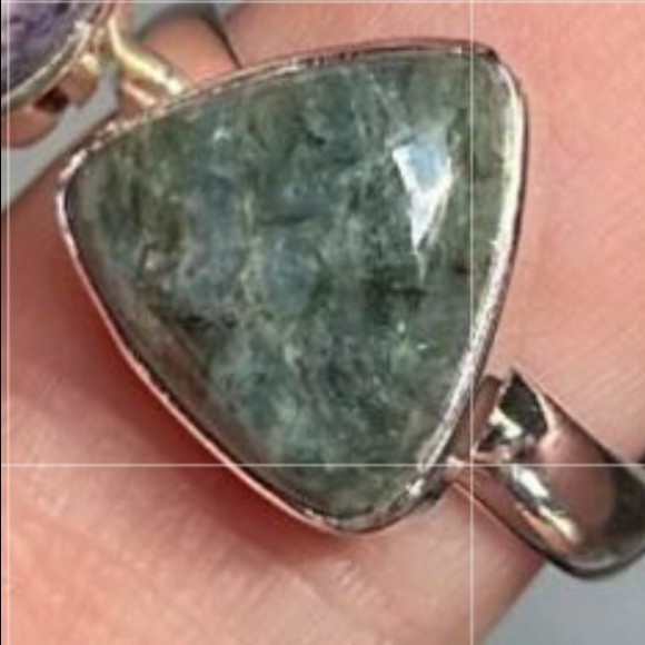 New Sterling Silver Triangle Blue Green Mermaid Kyanite Ring Size 8-8.25 Crystal - Picture 15 of 16